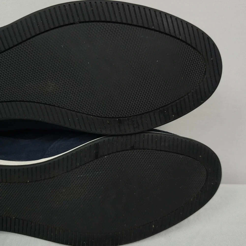 Hugo Boss Glaze Shoes Men Size 43 US 10 Navy Blue Suede Low Lace Up Sneaker